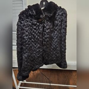 Luxurious Black Textured Faux Fur Jacket